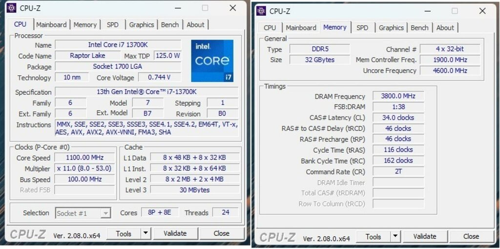 Overclocked CPU-Z Screenshot