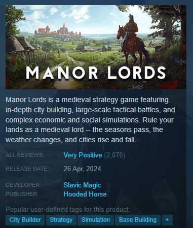 Manor Lords Steam Reviews