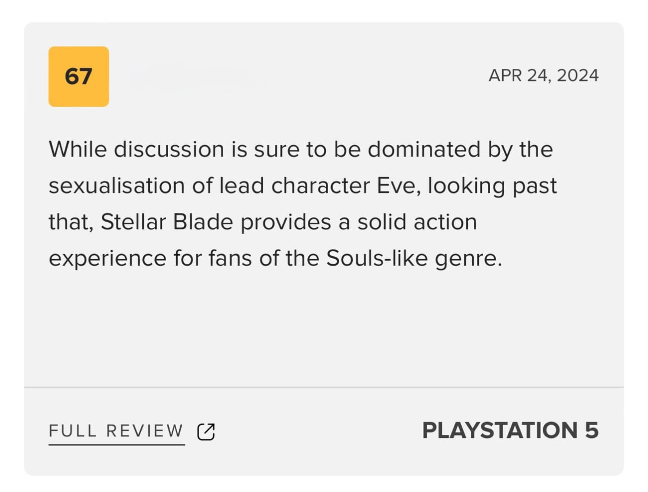 Stellar Blade review score