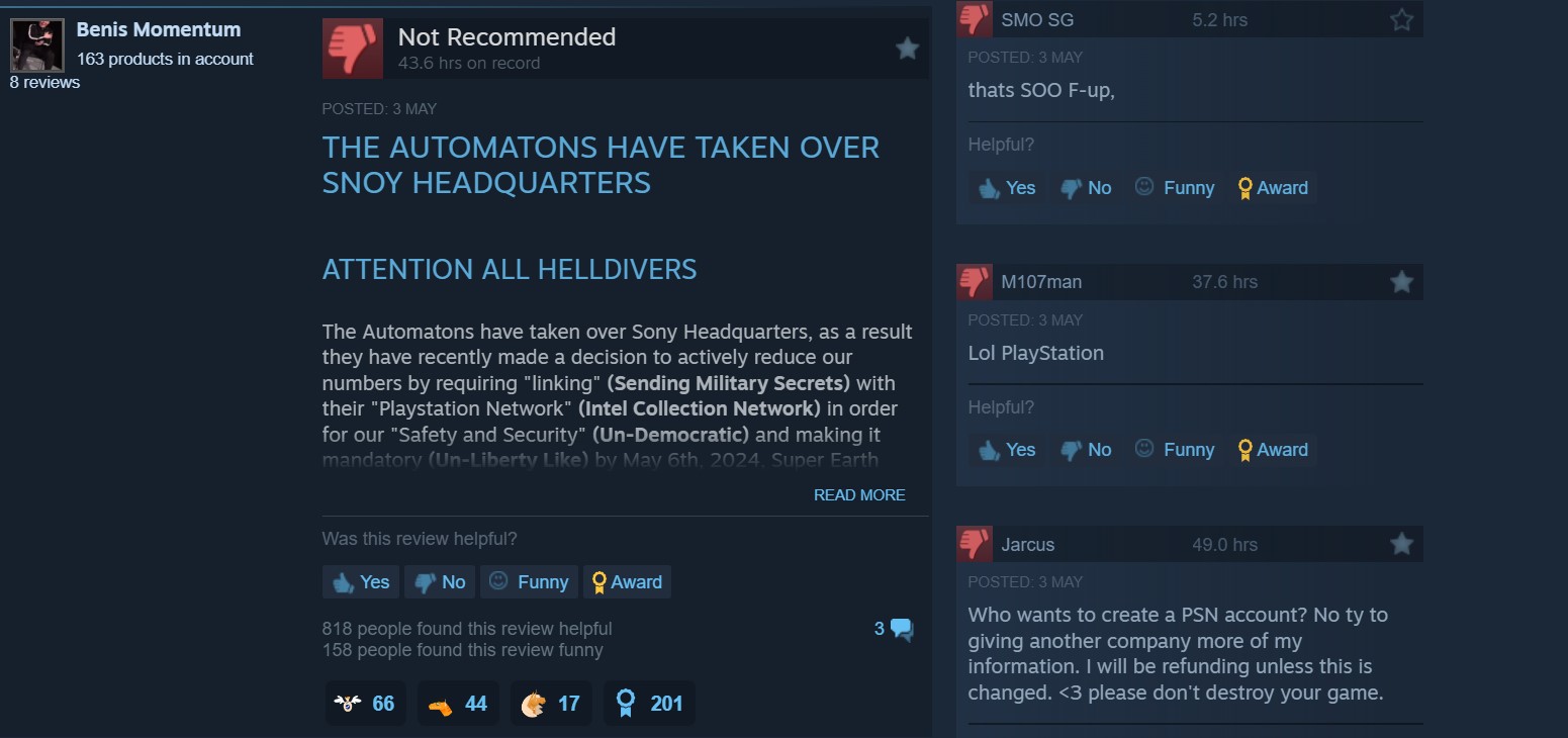 Helldivers 2 Review Bombed