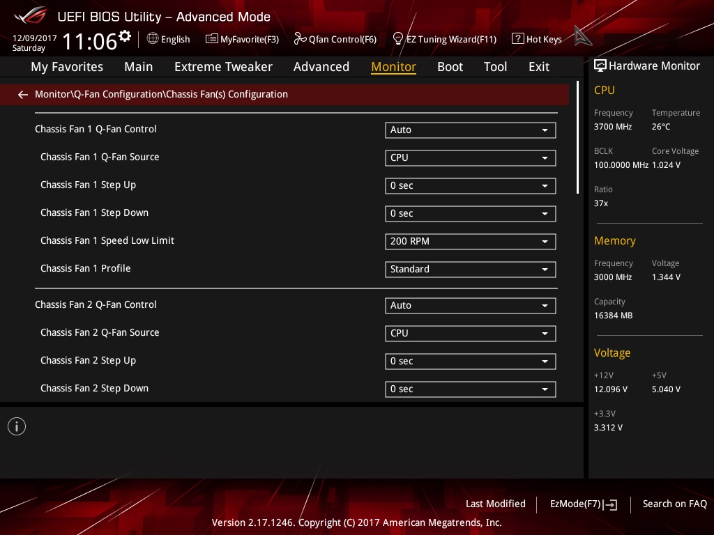 Asus ROG Maximus X Hero BIOS Monitor Menu