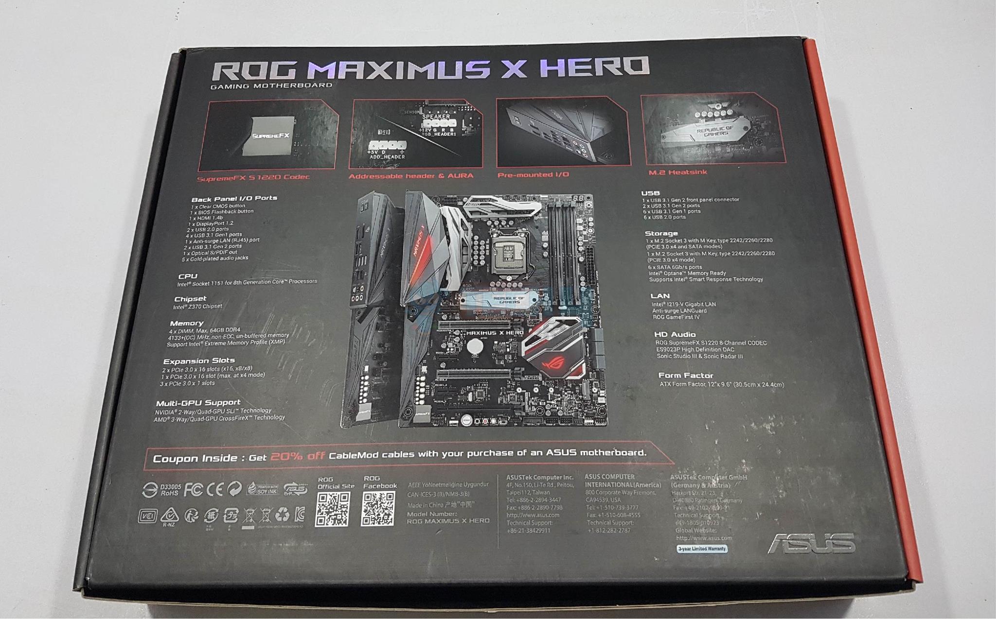 Asus ROG Maximus X Hero Backside Packaging 
