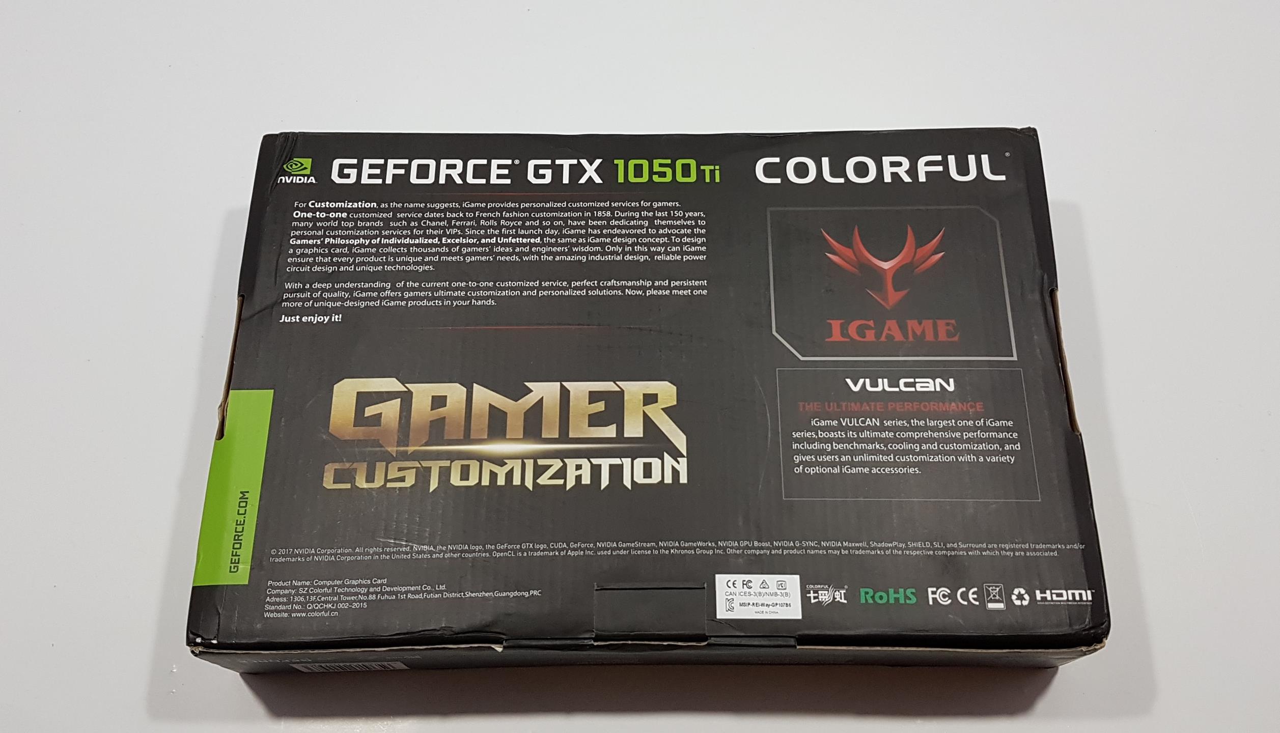 Colorful Gtx 1050 ti Backside Packaging 