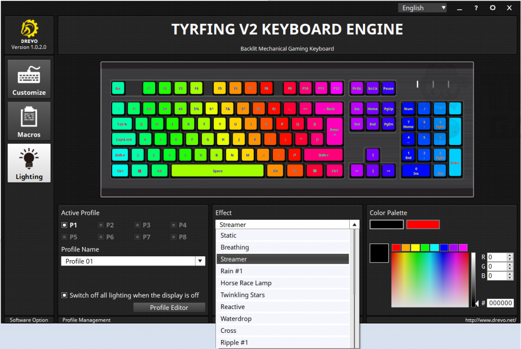 drevo tyrfing 88-key Lighting