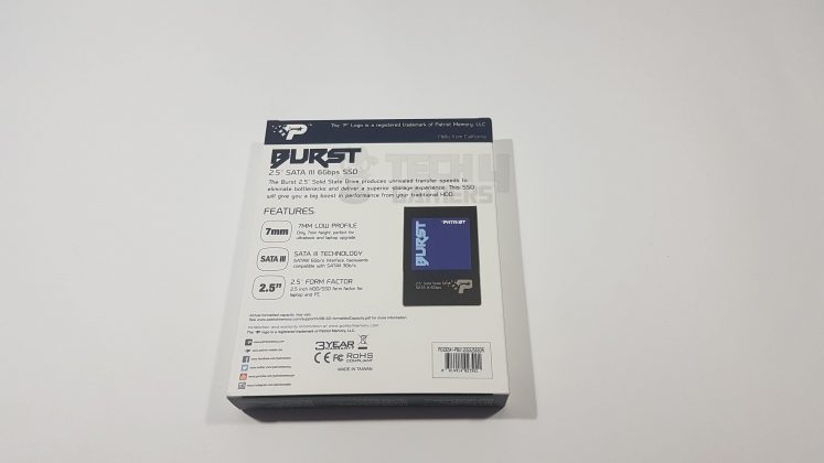 Patriot Burst SSD Review Back Side Packaging