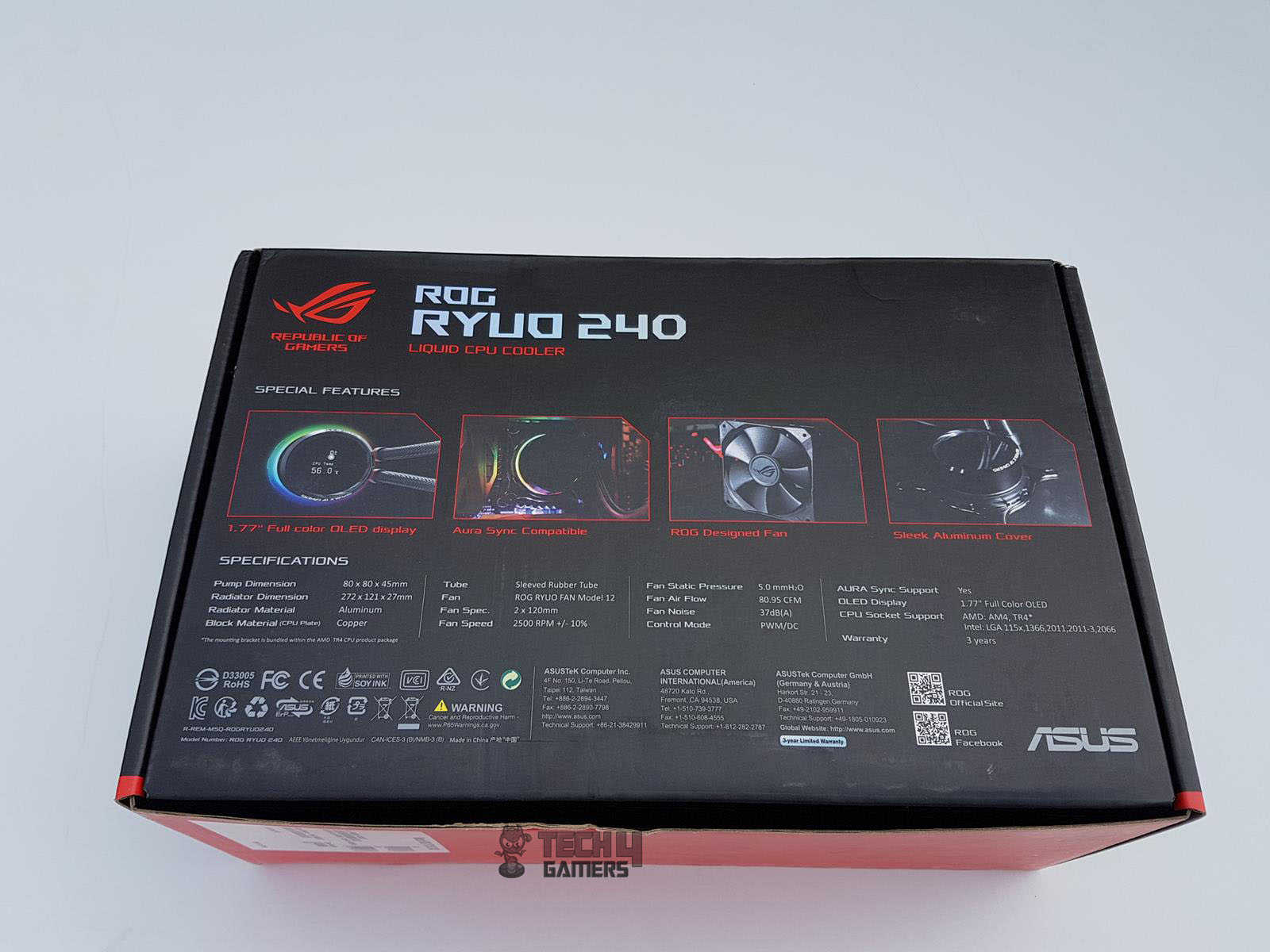 ASUS ROG Ryuo 240 CPU Liquid Cooler Review — The backside of the box
