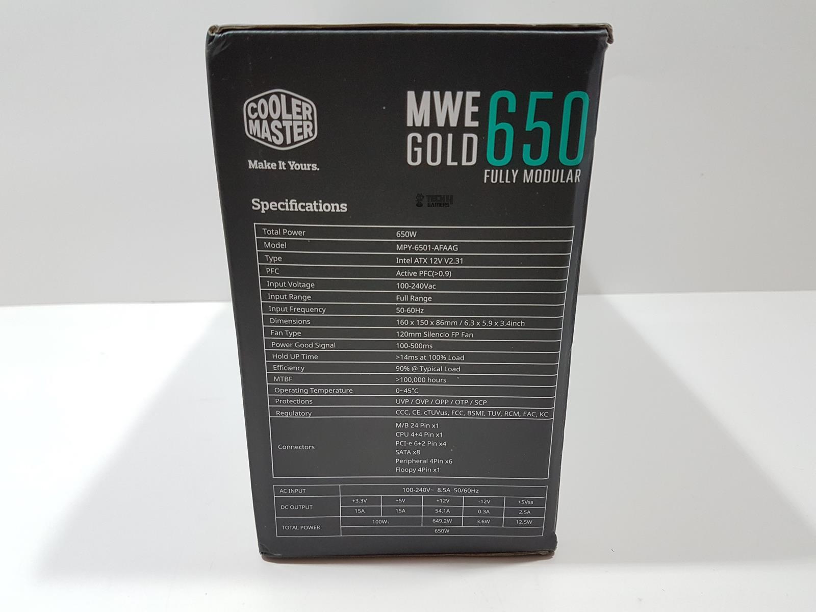 MWE GOLD 650W Packaging backside box