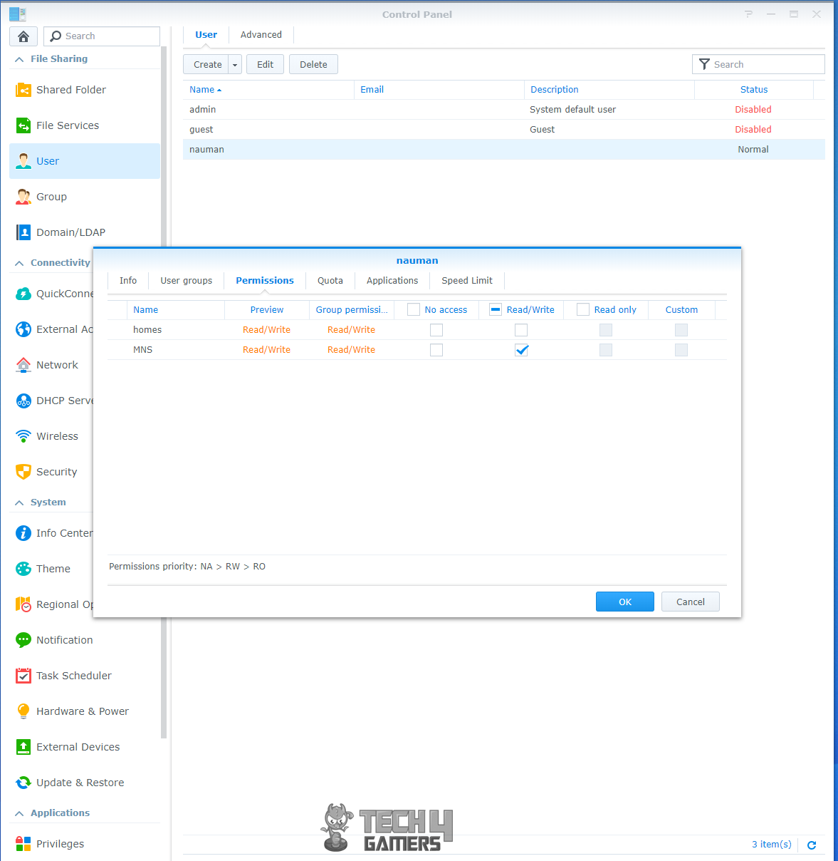 Synology 218+ Permission Section