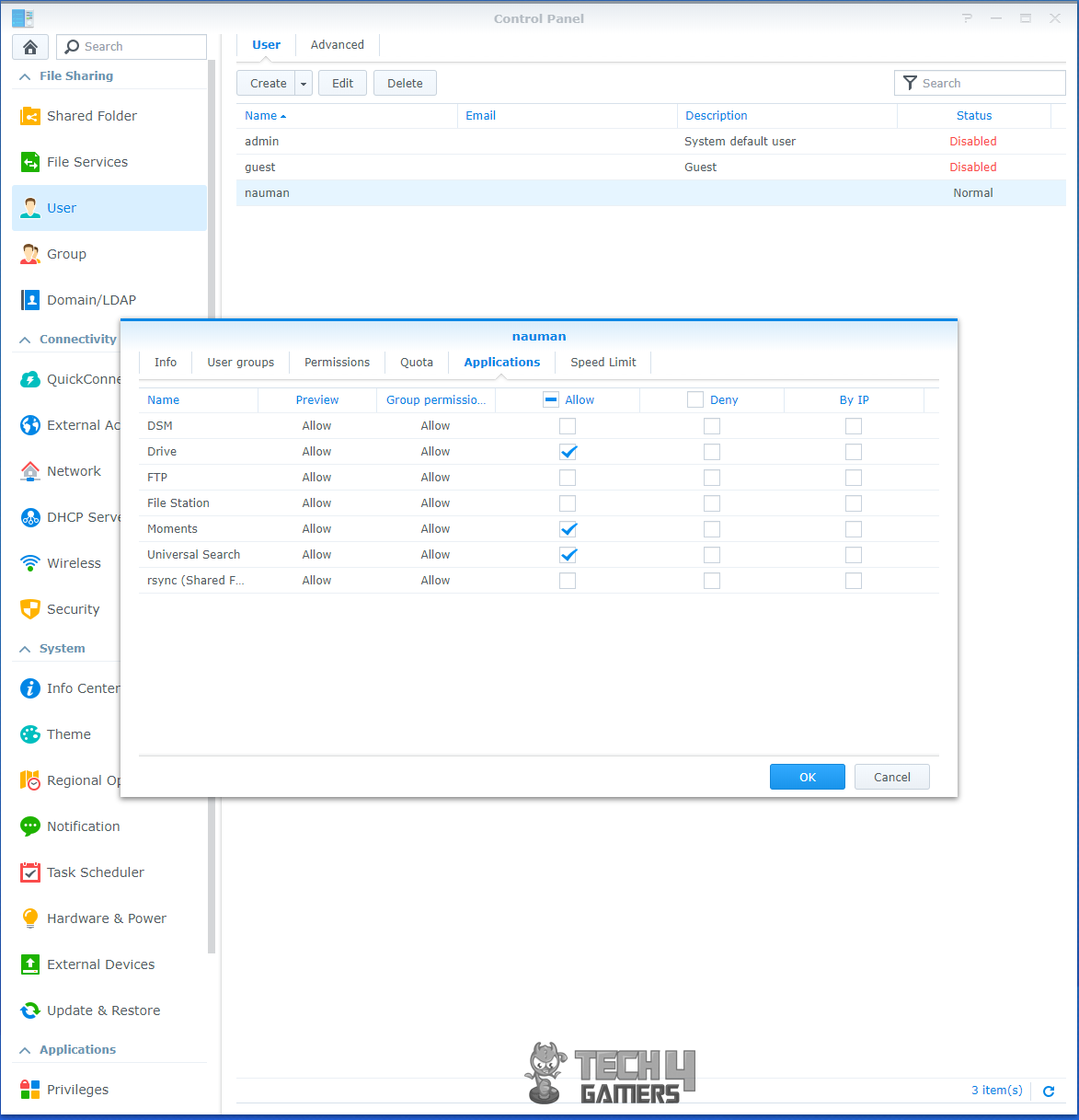 Synology 218+ Under Application
