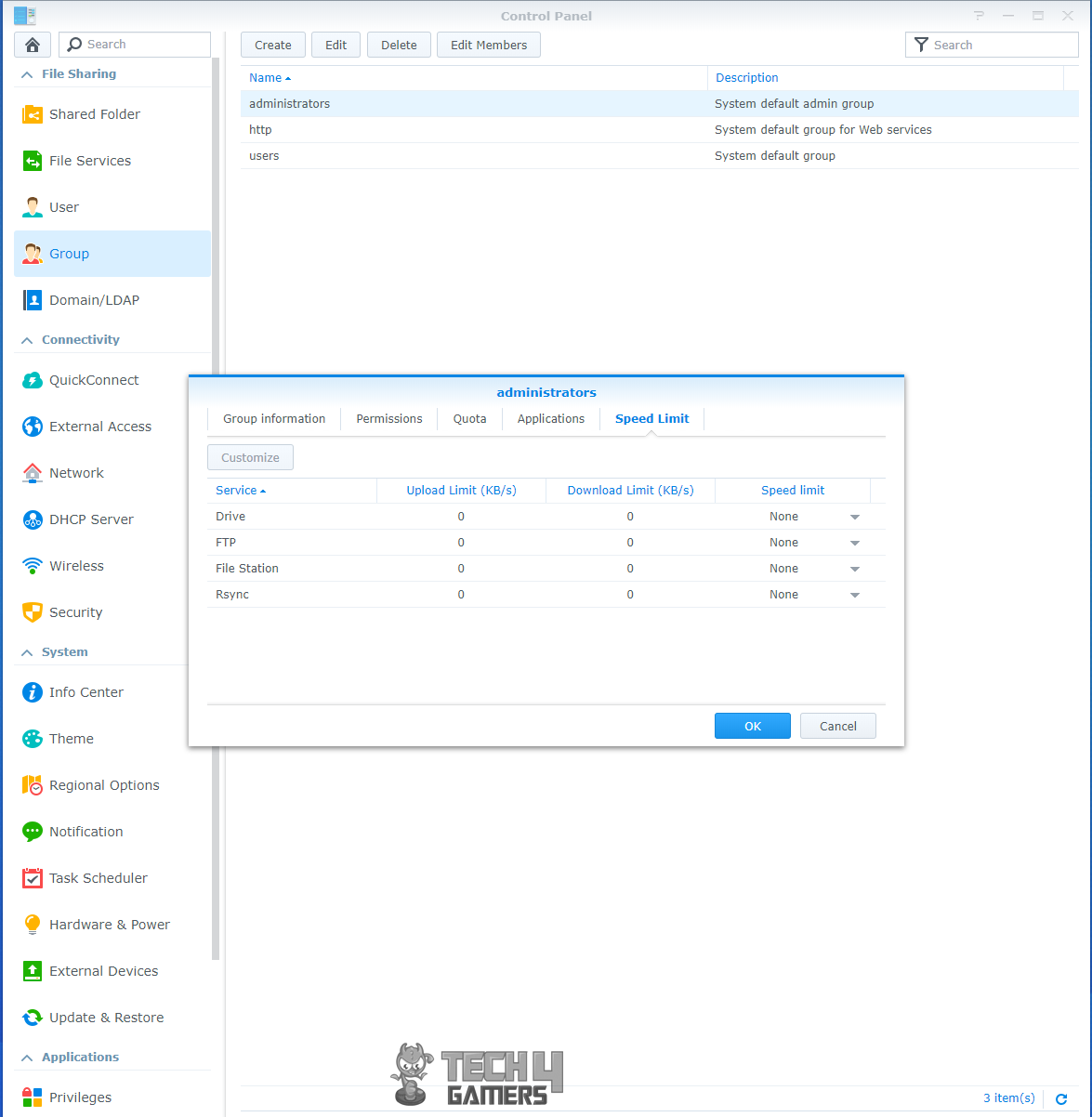 Synology ds218+ setup Speed Limit 