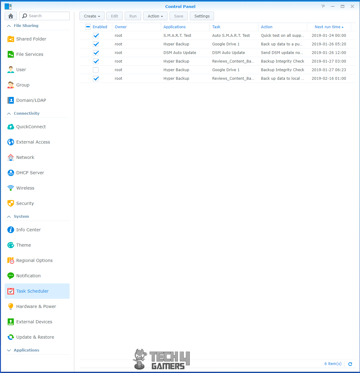 Synology 218+ Task Schedule 
