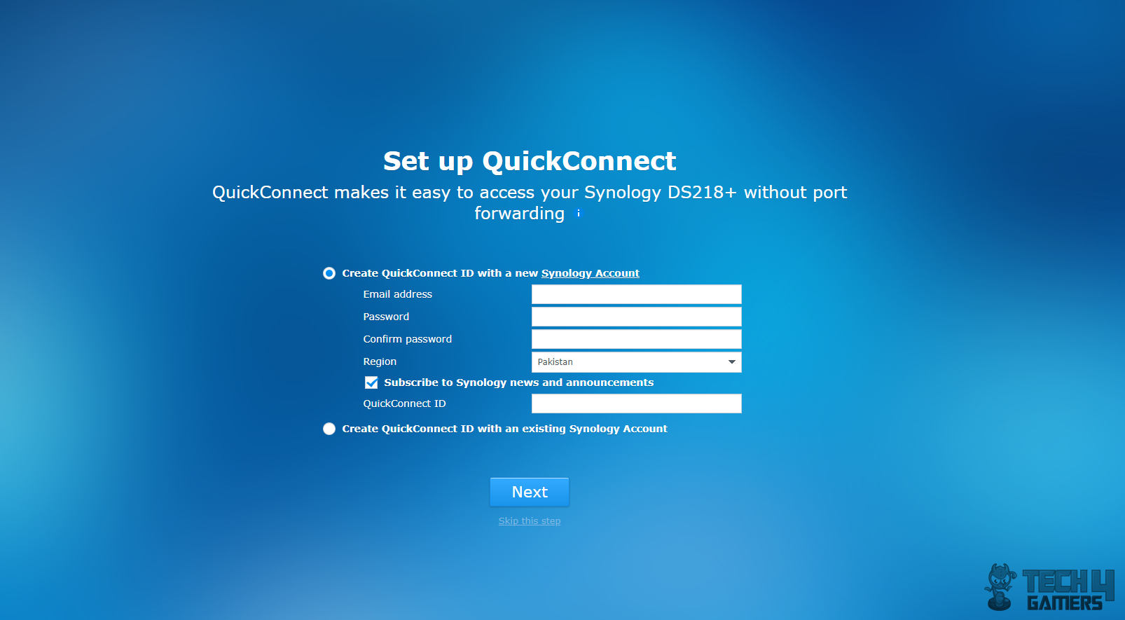 Synology ds218+ setup Quick Connect