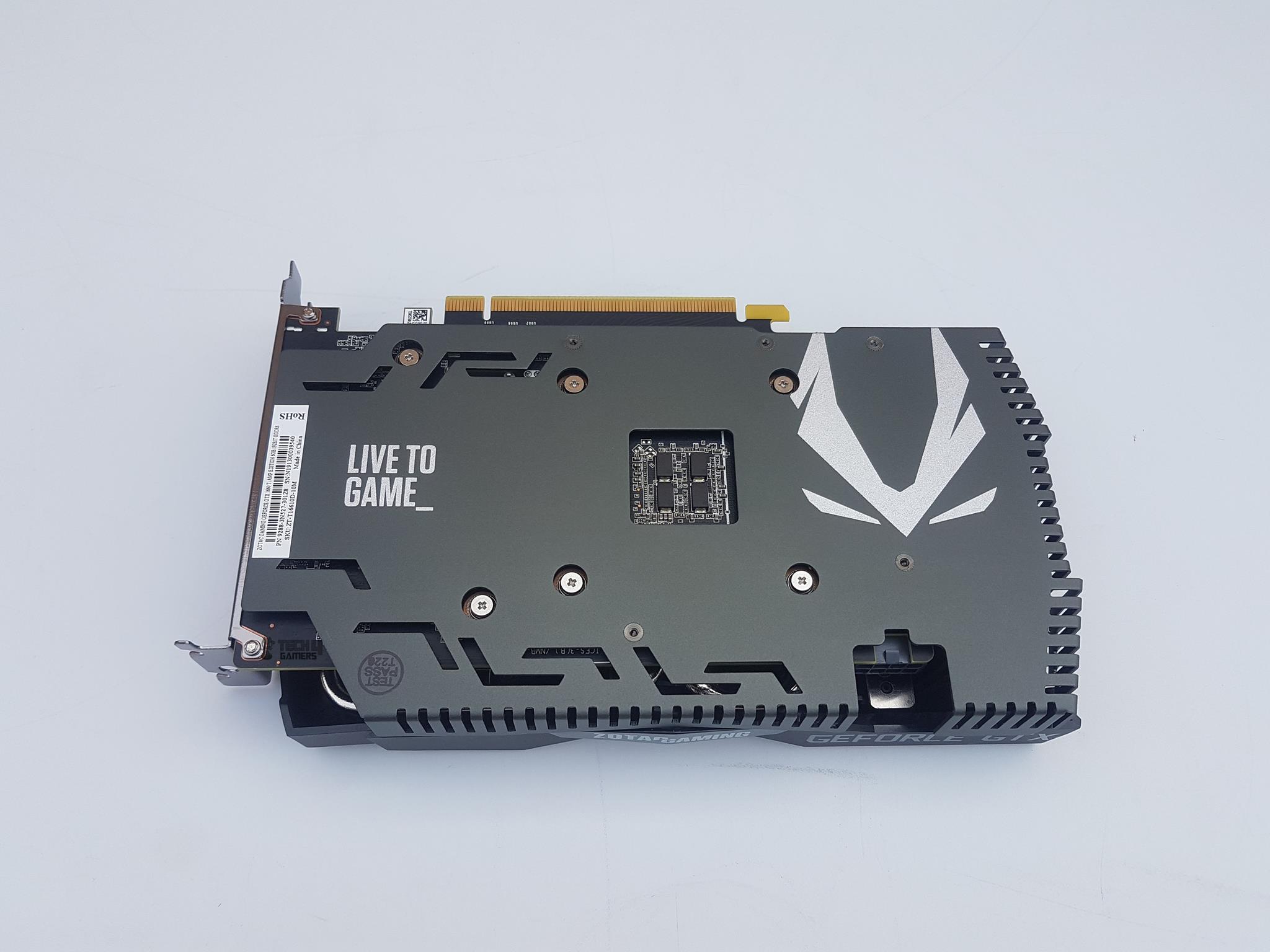 ZOTAC GeForce GTX 1660 Ti Amp Edition — The backside of the GPU