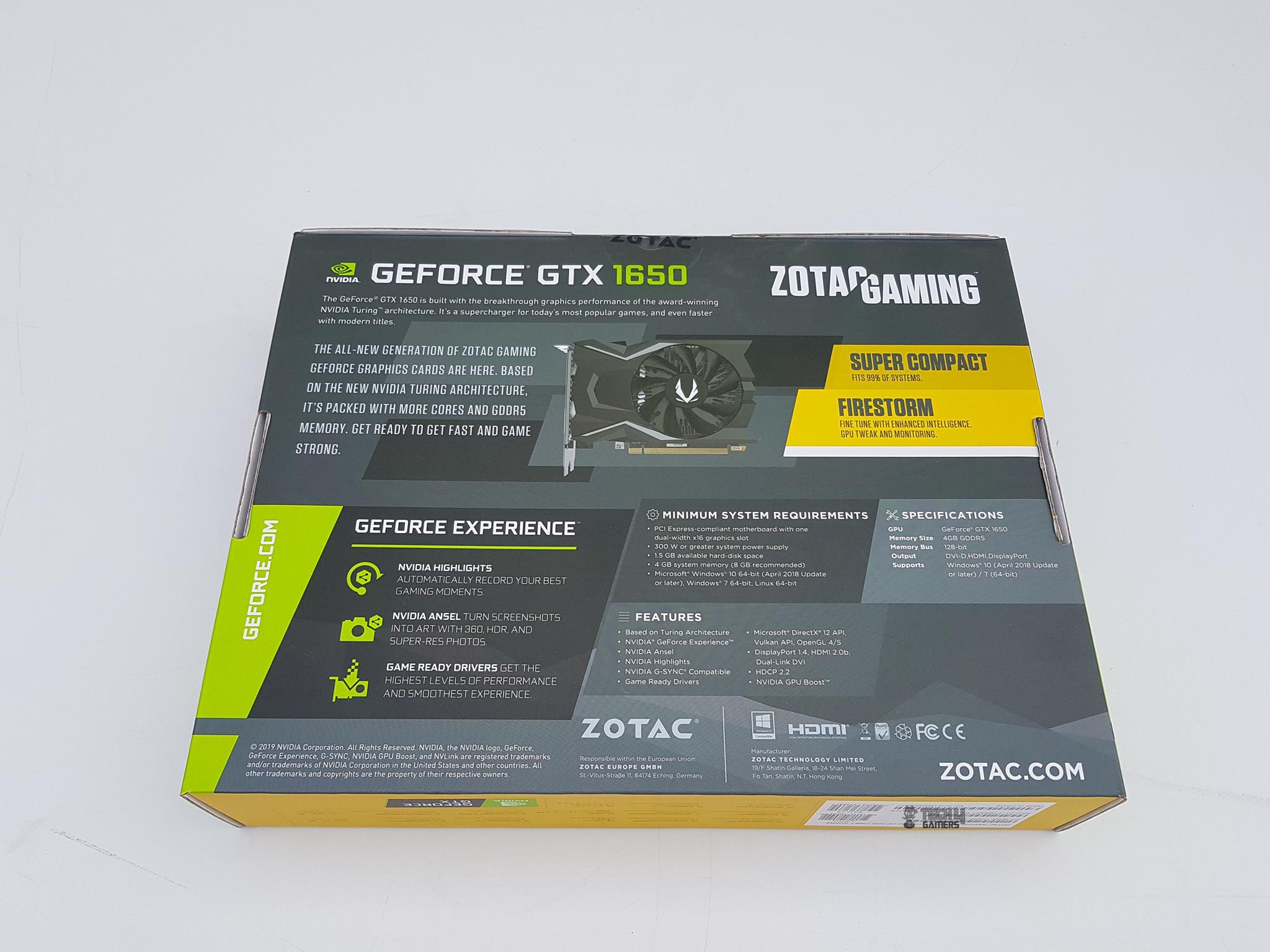 Zotac Gaming Geforce Gtx 1650 Oc Back Side Packing 