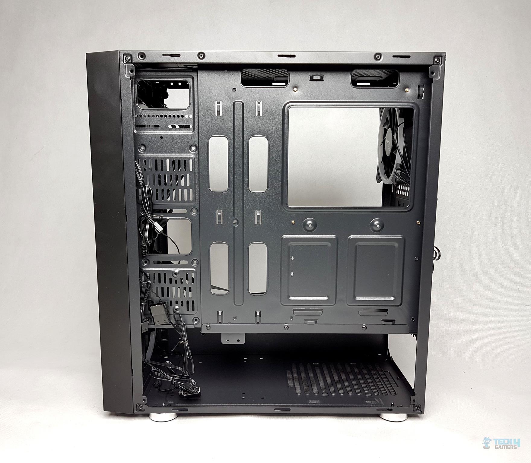  Aerocool Quartz Revo RGB Mid-Tower Chassis — The backside with the HDD cage and 2.5” drive brackets removed