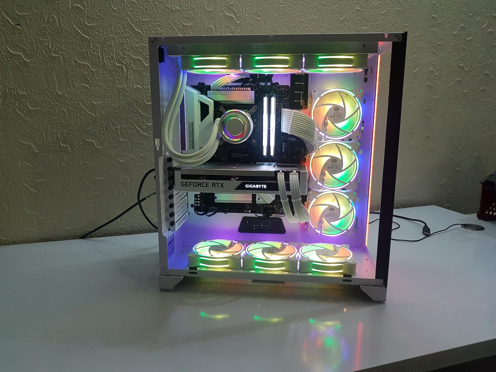 RGB showcase of the white PC build