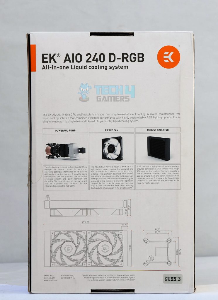 EK AIO 240 D-RGB Box Rear