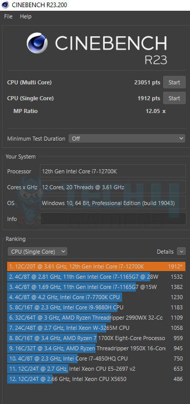 XPG Lancer DDR5 RGB Cinebench R23