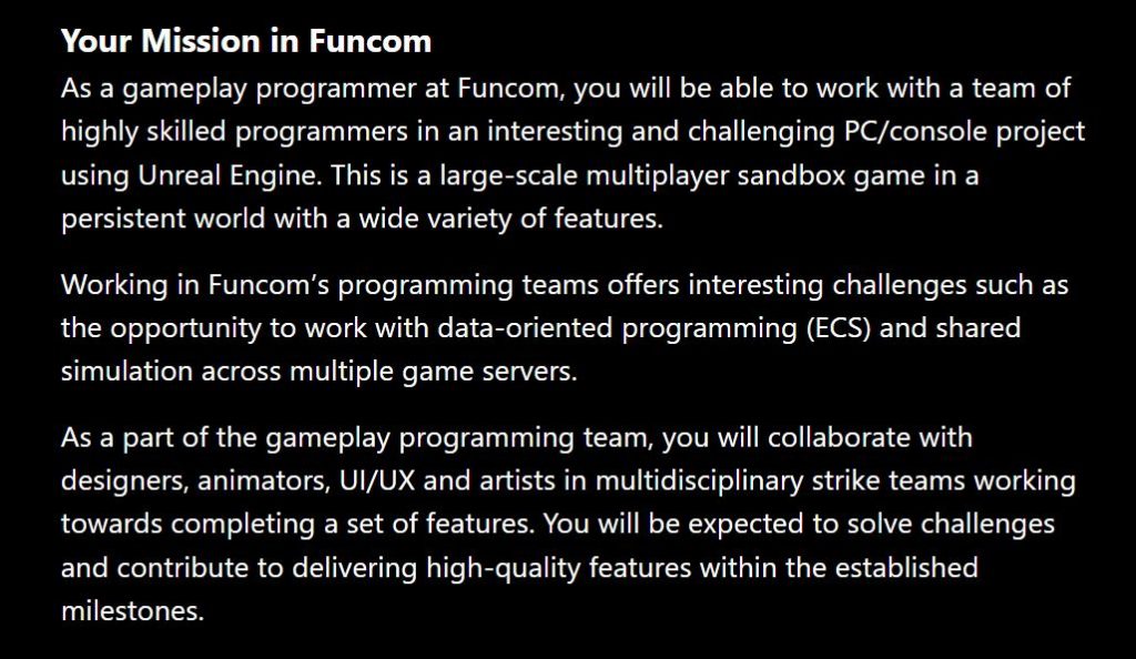 Funcom Dune Job Listing