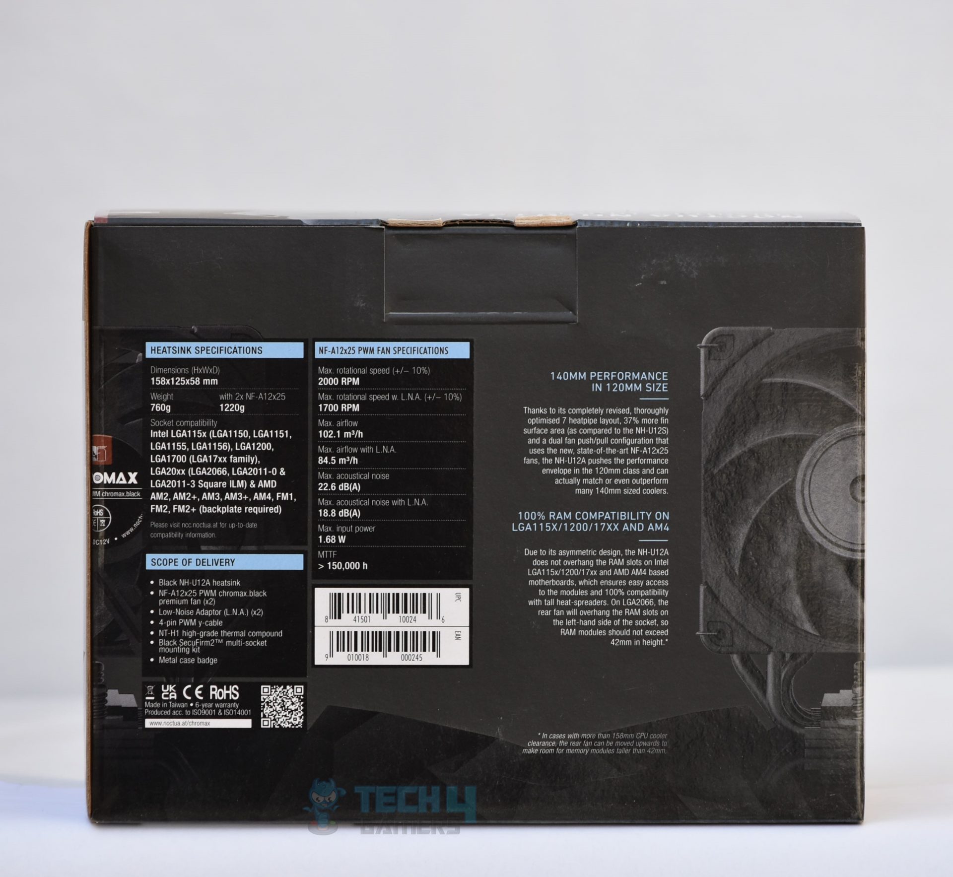 Noctua NH-U12A chromax.black Review - Tech4Gamers