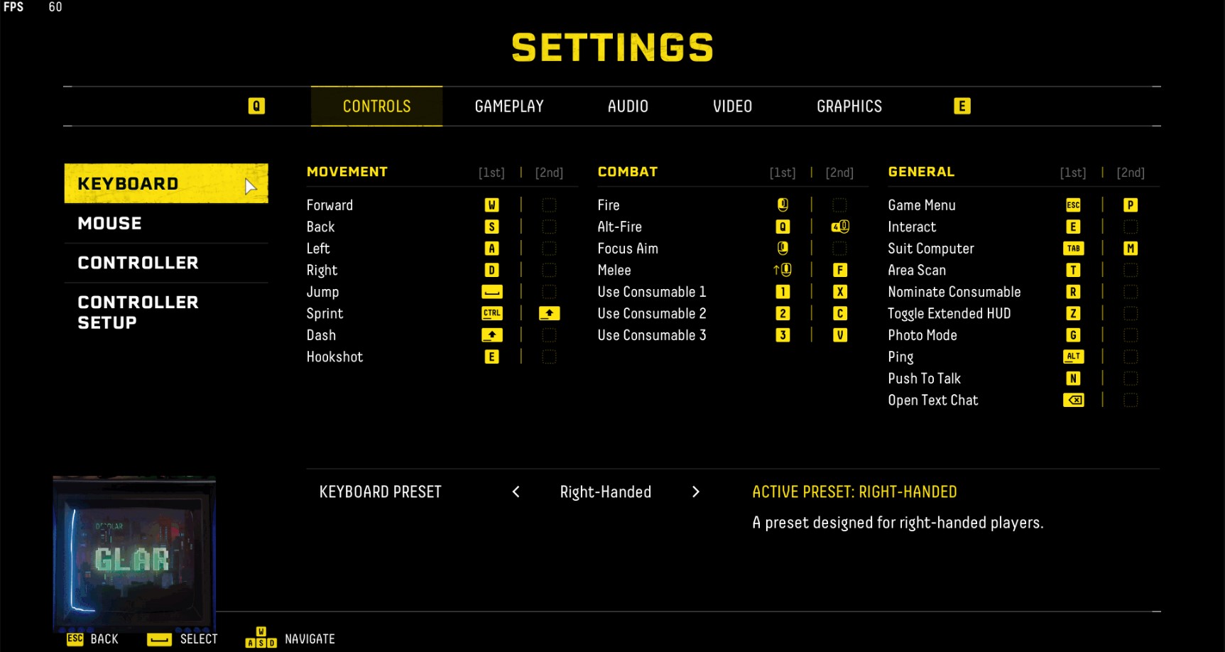 Returnals Control serttings