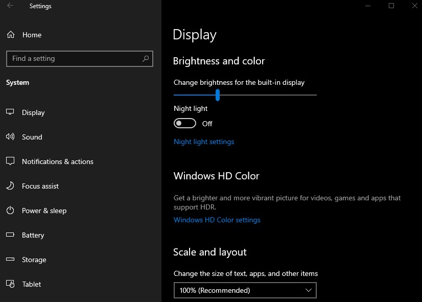 Reducing display brightness for extending laptop battery life.