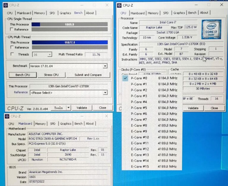 Intel 13th Gen Core i7-13700K 16-Core Overclocked To 6.20 GHz Without LN2