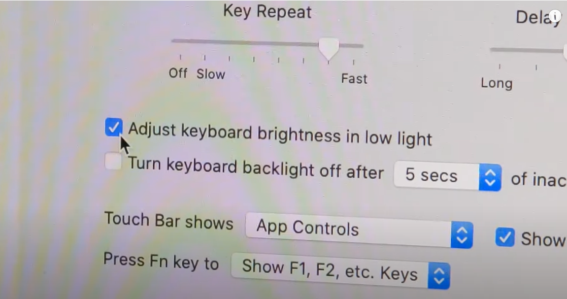 Contains all the options related to setting the keyboard light 