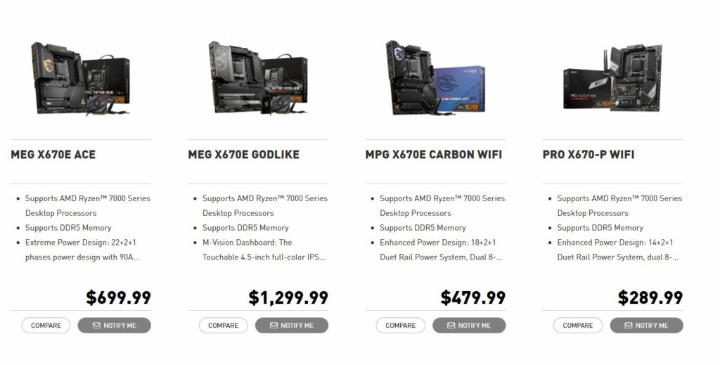 MSI Reveals Prices of AM5 Motherboards; X670E GODLIKE To Cost Whooping