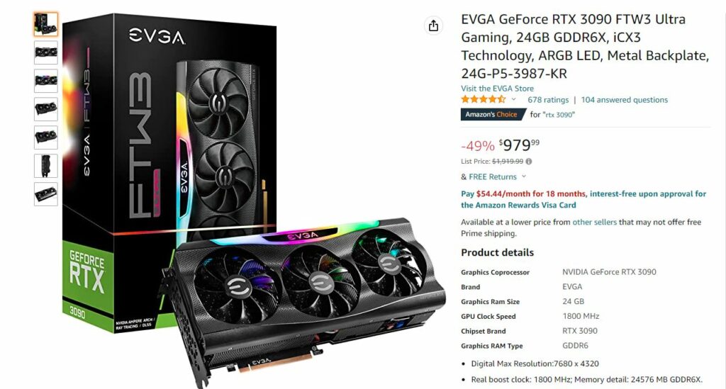 Nvidia GeForce RTX 3090 24Gb Now Selling For Less Than $1000