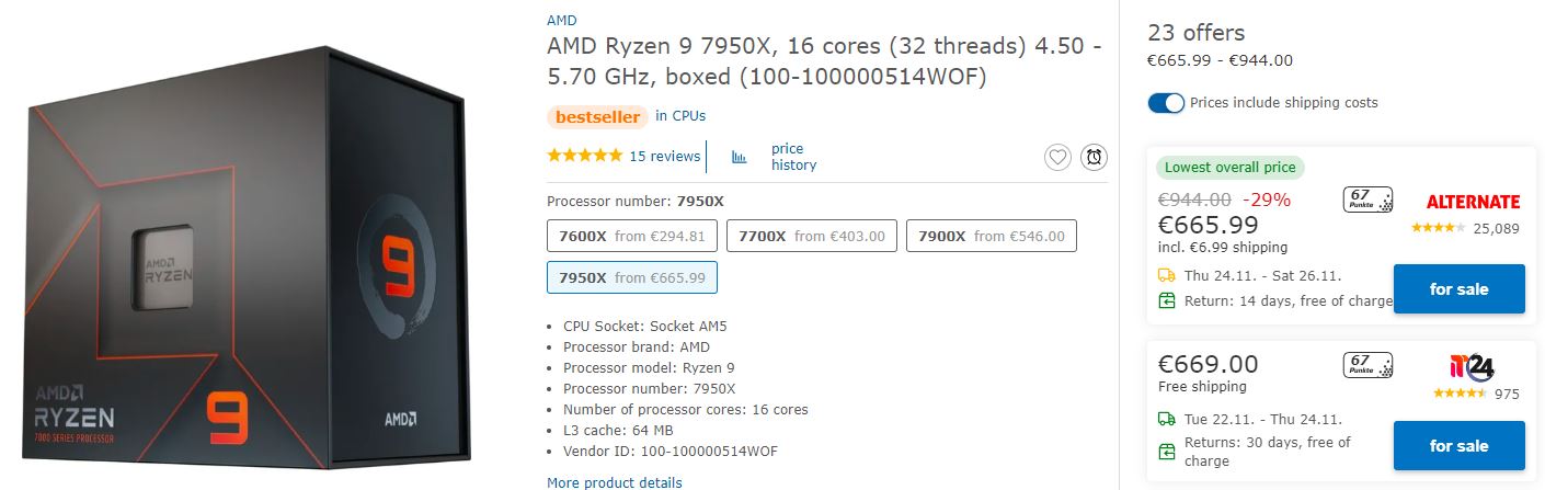 AMD Ryzen 7000 Prices