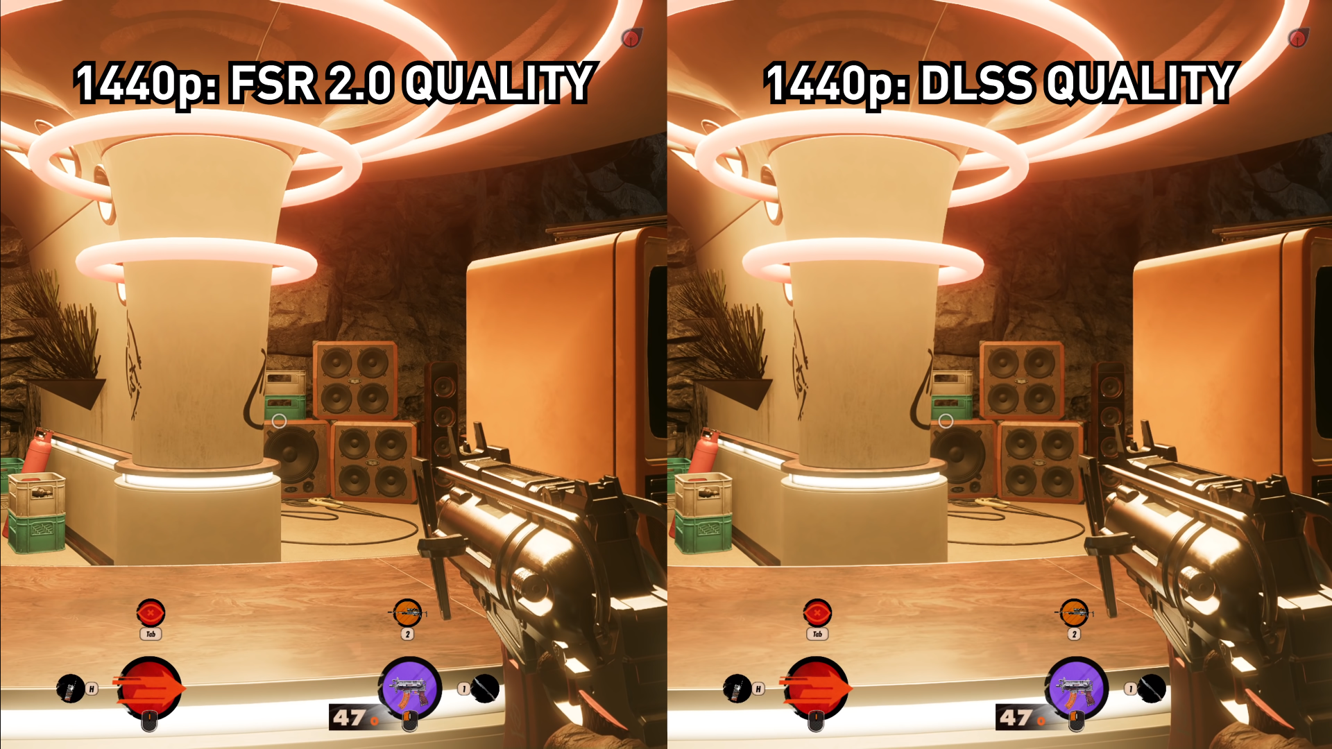 Nvidia DLSS compared to AMD FSR in 1440P Upscaling