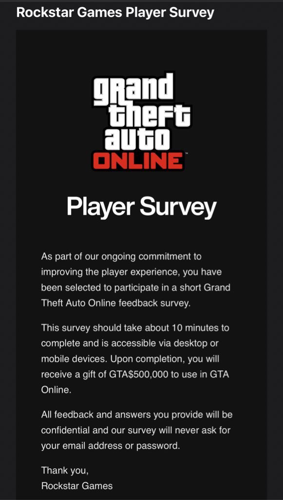 GTA Online Survey