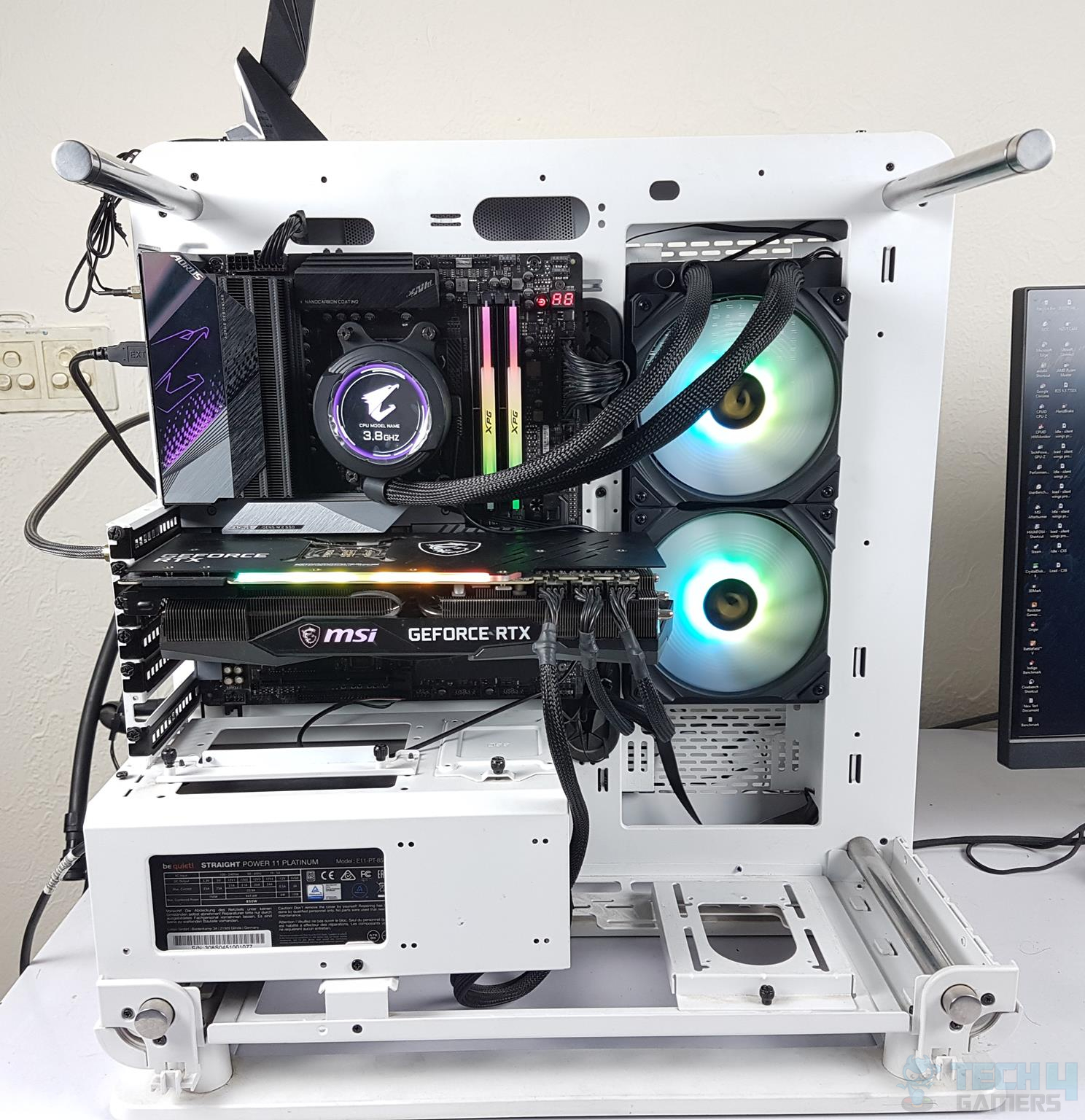 AORUS WATERFORCE X 280 Front view of the testing rig