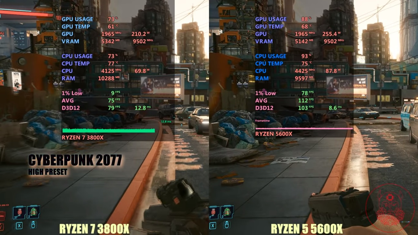 Ryzen 7 3800x vs Ryzen 5 5600x - Cyberpunk 2077