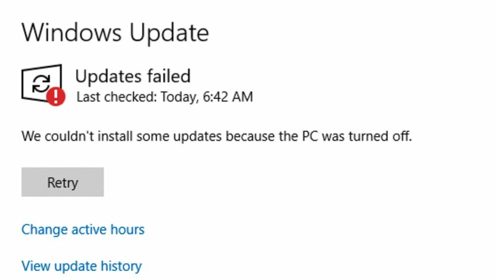 We couldnt install some updates because PC was turned off
