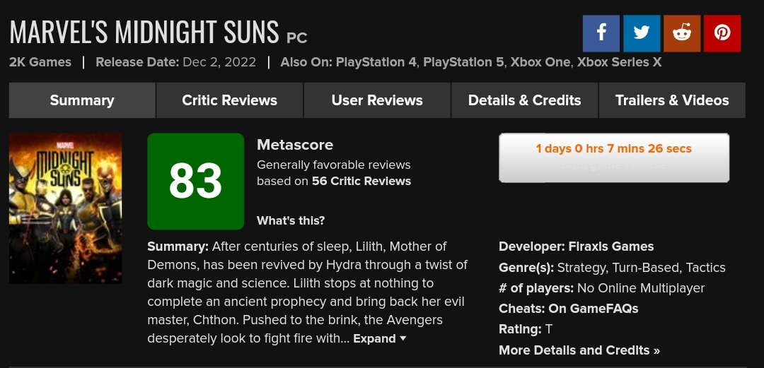 Marvel's Midnight Suns - Metacritic