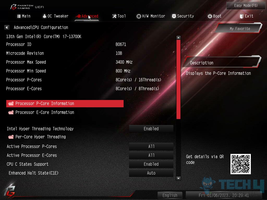 ASRock Z790 PG Riptide — BIOS Advanced page options 1