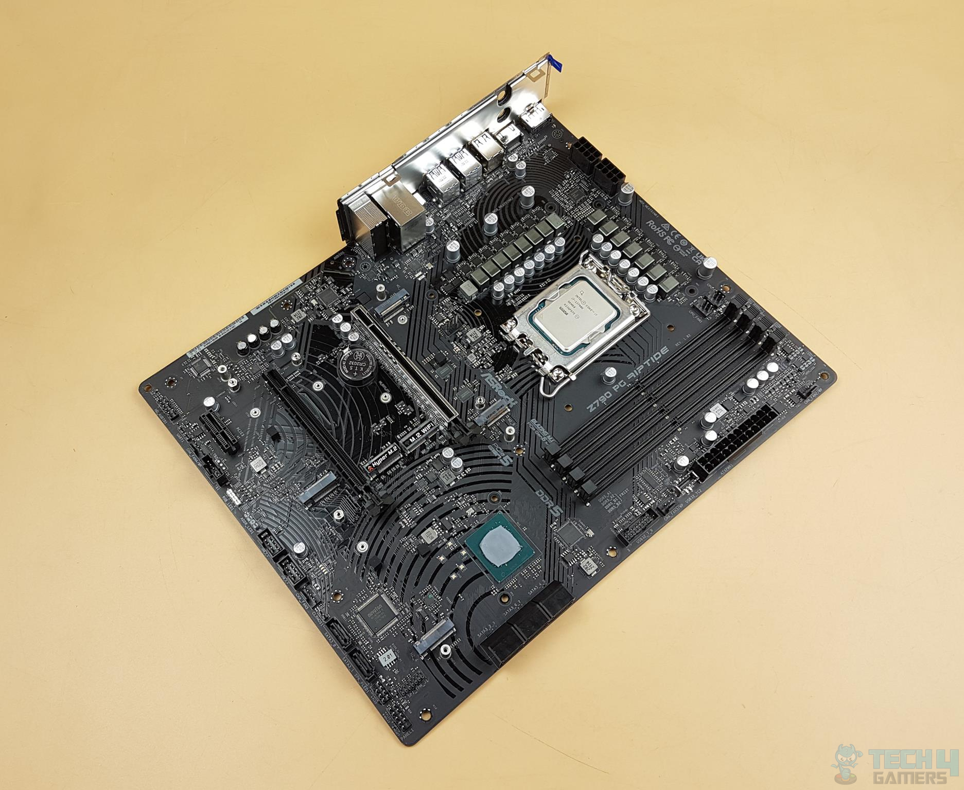 ASRock Z790 PG Riptide — The motherboard with all the heatsink covers removed