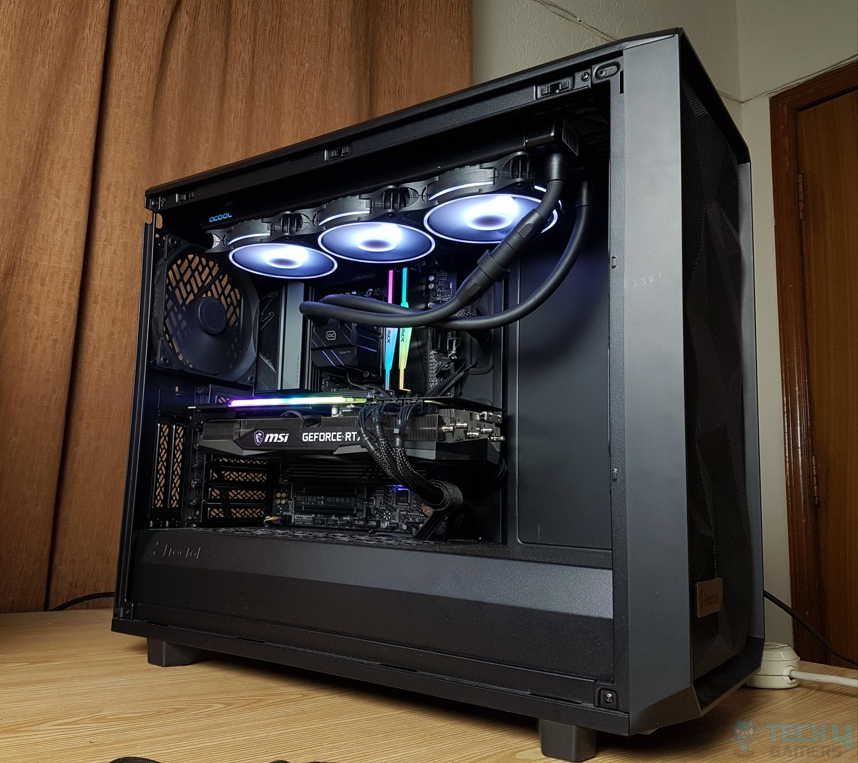 Fractal Design Meshify 2 — Another view of the test build without the side panel
