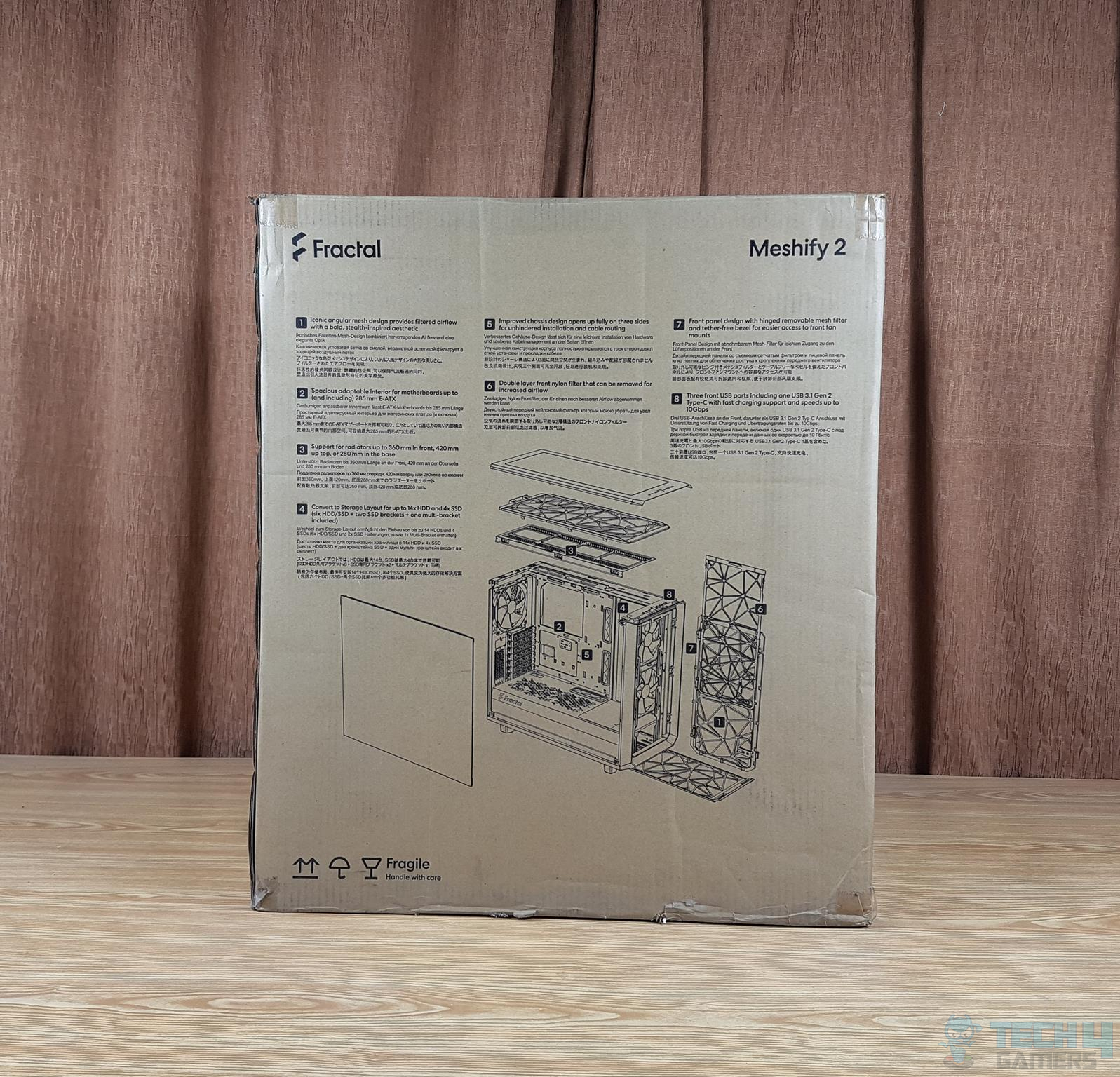 Fractal Design Meshify 2 — The backside of the box