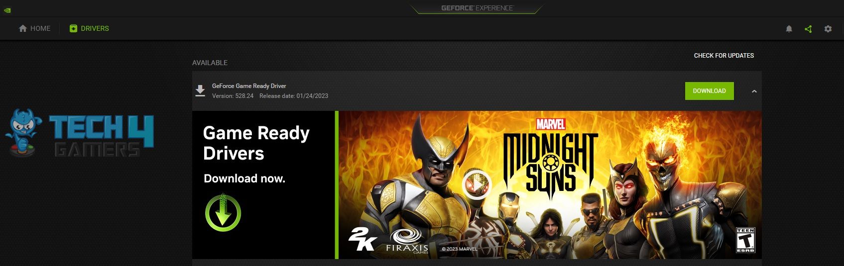 Geforce experience layout