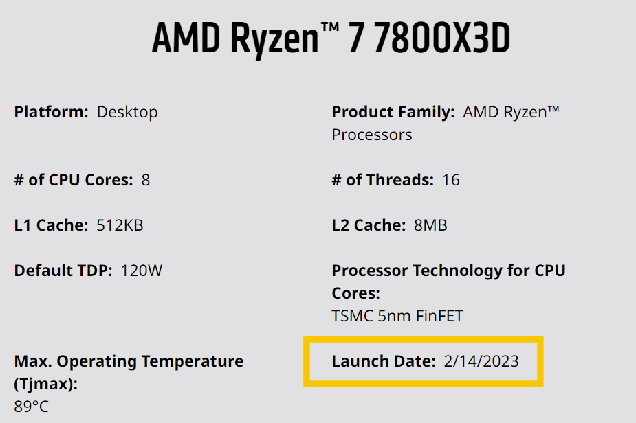 AMD Ryzen 7 7800X3D Launch