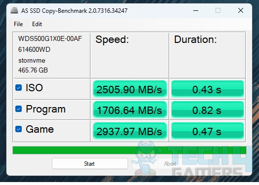 WD Black SN850 500GB NVMe — AS-SSD Copy Benchmark test