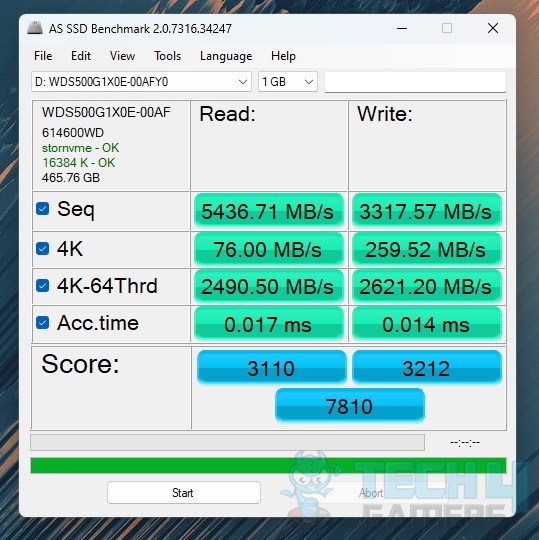 WD Black SN850 500GB NVMe — AS SSD benchmark test