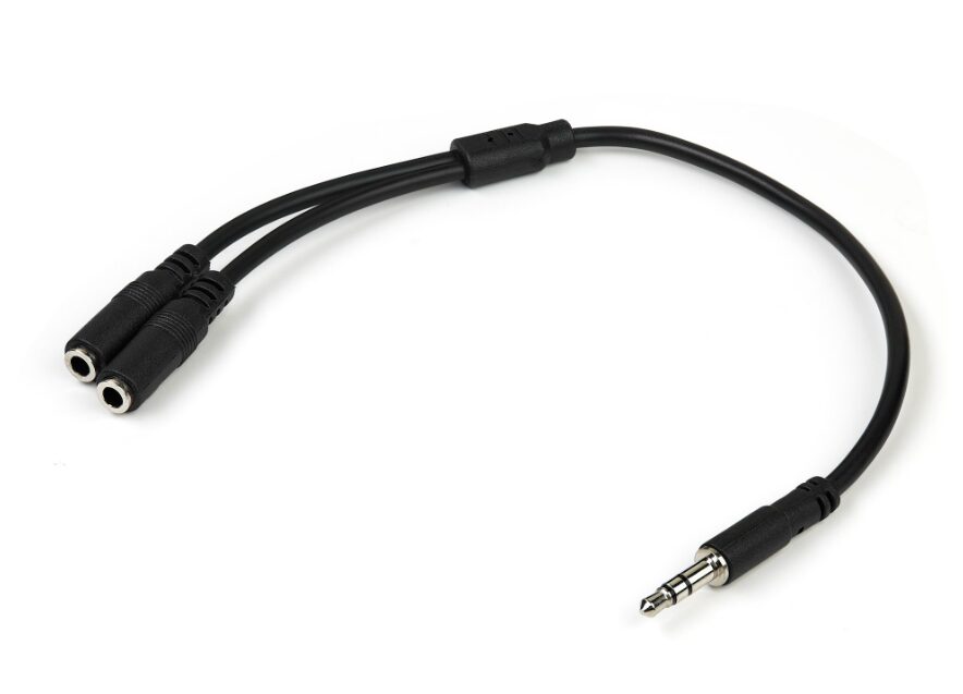 Y-Connector Used For Connecting A Headset And A Mic With A Single Jack