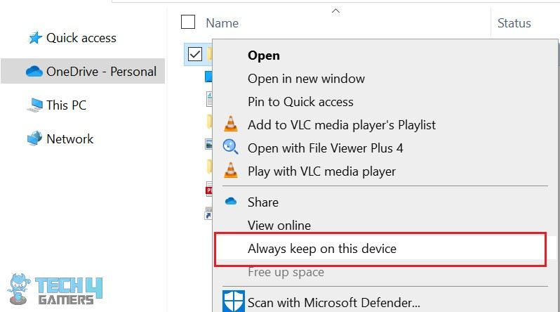 changing onedrive setting to make files available offline