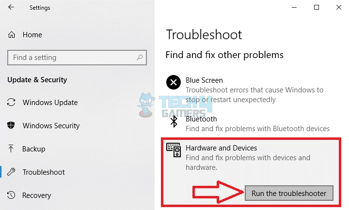Hardware And Devices troubleshooter