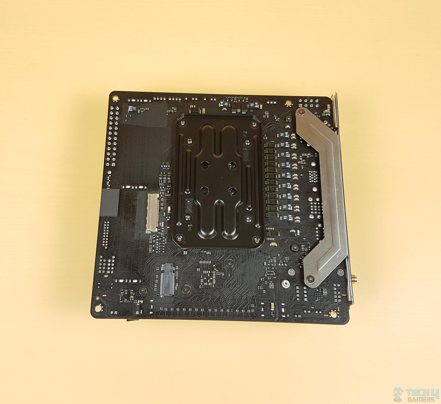ASRock B650E PG-ITX WIFI — The backside of the motherboard