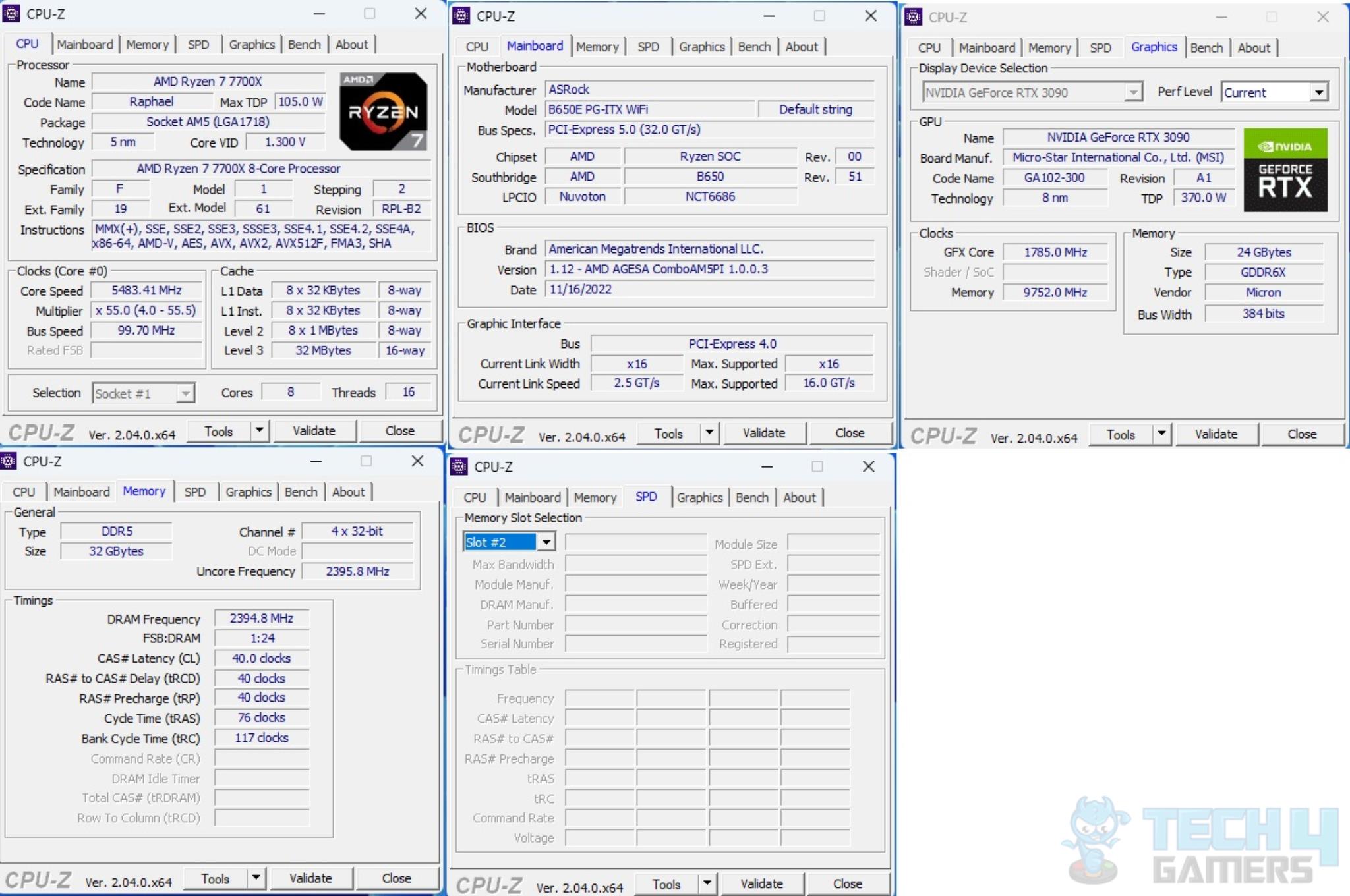 ASRock B650E PG-ITX WIFI — CPU-Z Screenshots